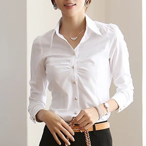 Áo Sơ Mi Dài Tay Thiết Kế Mới Màu Trắng Thanh Lịch Thời Trang Dành Cho Nữ