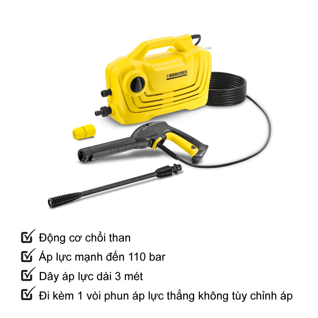 Ảnh Combo Máy xịt rửa xe Karcher K2 Classic và dây cấp nước 1.5 m 3