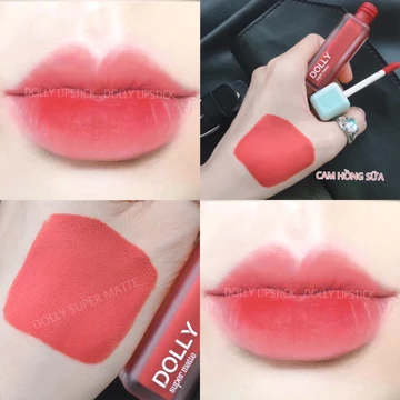 Son kem lì Dolly Super Matte <Màu Cam Hồng Sữa>, son kem lì, không chì, bền màu lâu trôi
