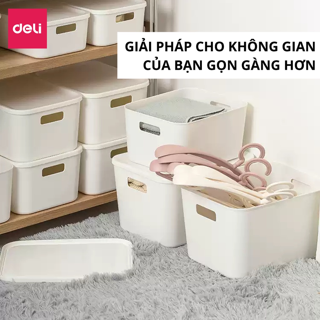 Hộp Đựng Đồ Có Nắp Deli Cỡ Siêu Lớn Có Tay Cầm Đa Năng Nắp Đậy Chống Bụi, Hộp Đựng Quần Áo, Đồ Chơi
