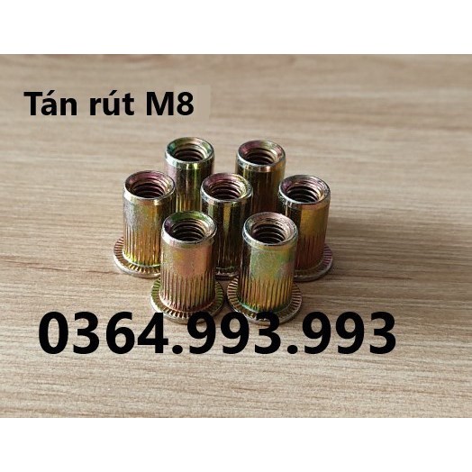 Gói 100 cái Tán rút M8/Ecu rút M8/Ốc tán rút M8. Chất liệu: Mạ kẽm ...
