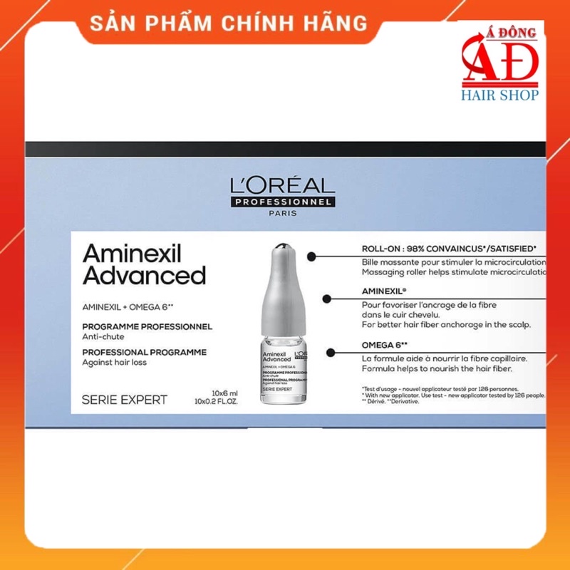 [Loreal] Tinh chất ngăn rụng tóc L'oreal Aminexil advanced cho tóc thưa mảnh 6mlx10 TBN