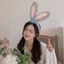 Bờm tóc cute Hàn quốc tai thỏ phối hoa