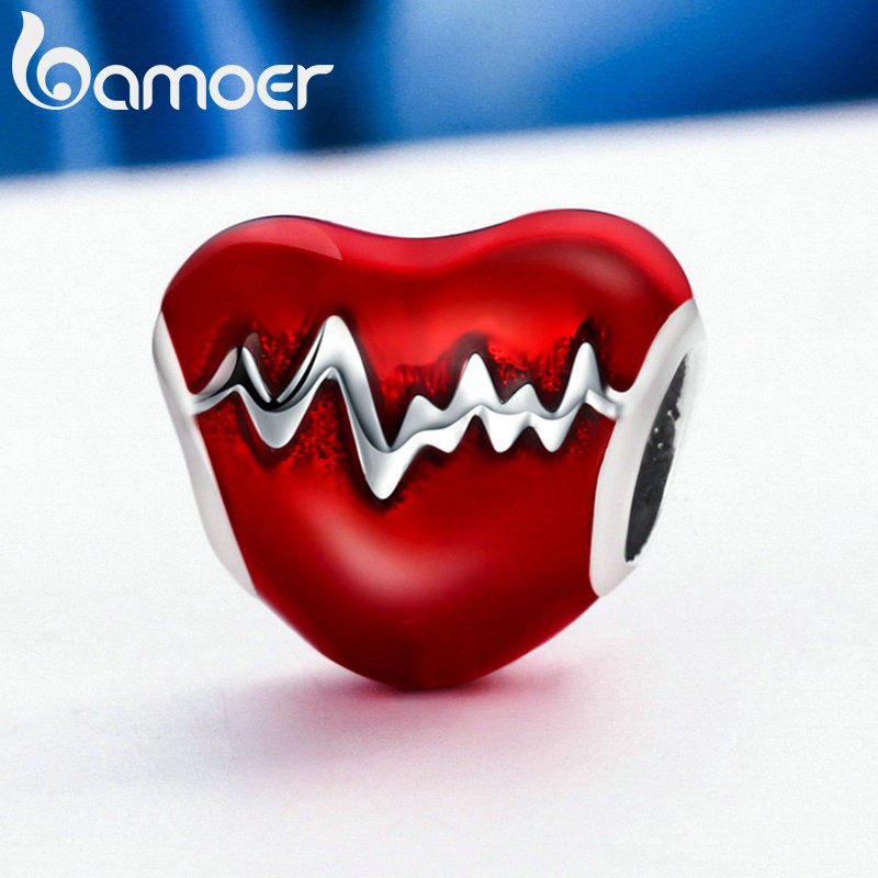 Mặt Làm Trang Sức Bamoer Hình Trái Tim Bằng Bạc 925