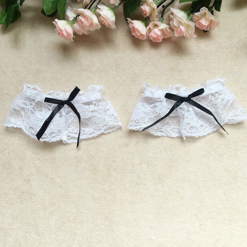Pack of 3 Elegant Lace Bridal Leg Garters Wrist Cuffs Wedding Accessories Set