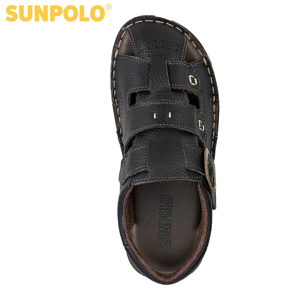 Ảnh Sandal Bít Mũi Nam Da Bò Cao Cấp SUNPOLO SDA020 Có Big size 44 45 3