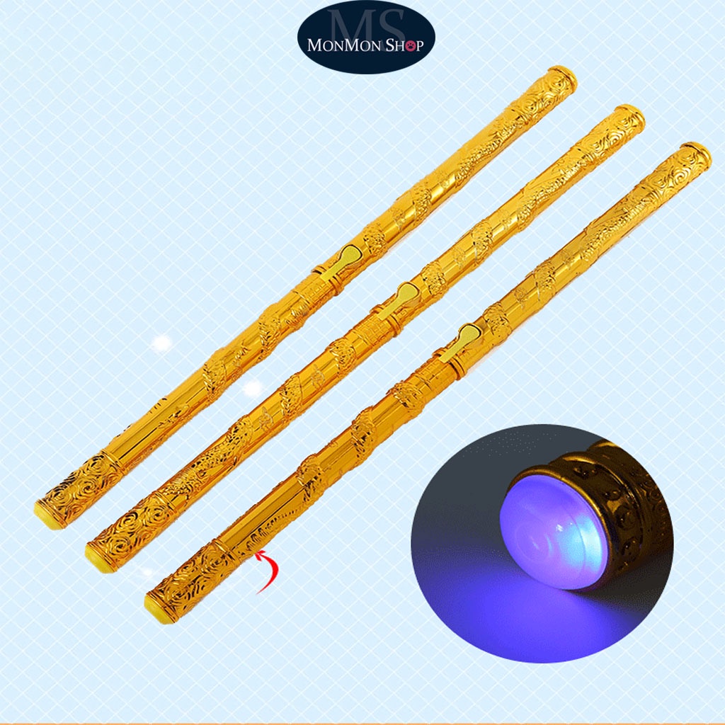 Gậy Như Ý Hóa Trang Tôn Ngộ Không Có Nút Bấm Led Phát Sáng 2 Đầu Biến Hóa Kéo Dài 110cm