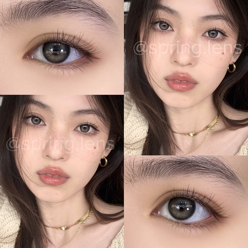 Kính áp tròng phủ bóng MER GRAY hot DOUYIN (Mercury) xám hiệu ứng có giãn 1 tháng | Spring Lens