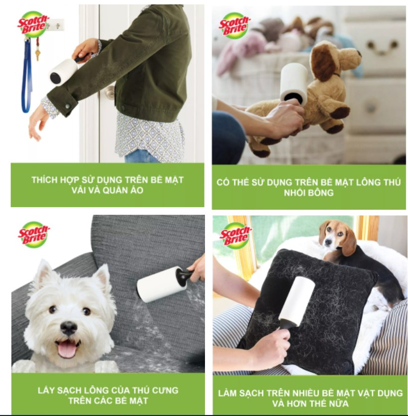 Mô tả Combo 2 Cây lăn bụi 3M™ Scotch-Brite™ 30 lớp đa năng, lớp keo siêu dính, lấy sạch mọi vết bẩn 863R -30 - 3