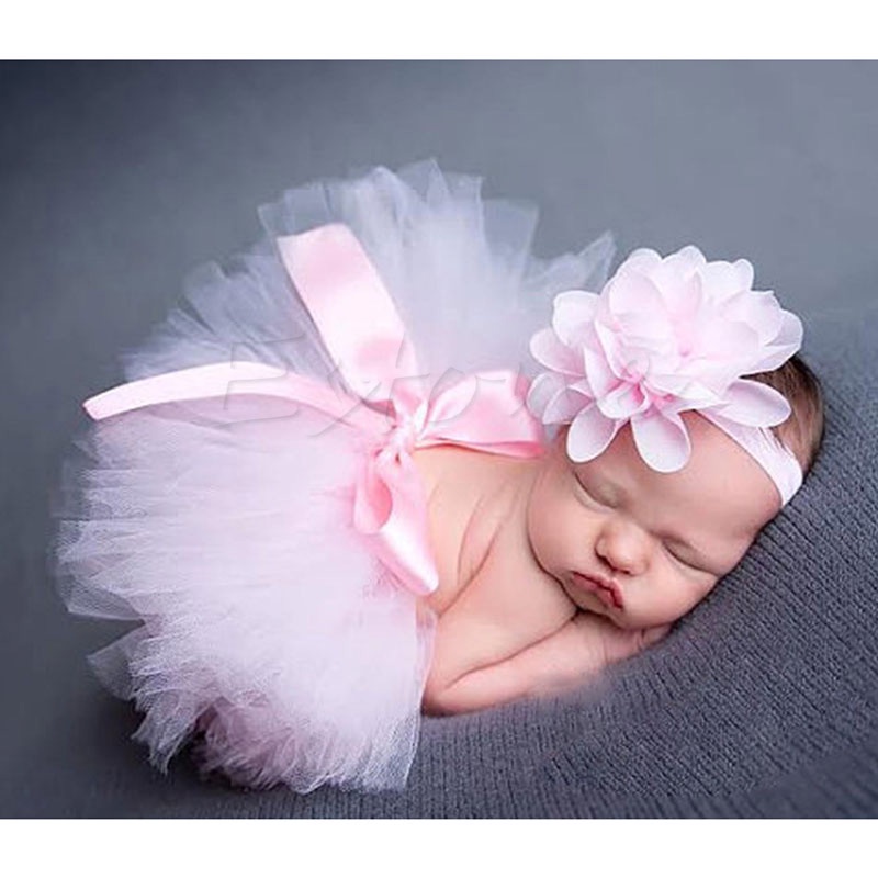 Dasbsug Sơ Sinh Bé Gái Đạo Cụ Chụp Ảnh Bé Gái Công Chúa Tutu Váy Đầu Bé Gái Mới Sinh Ảnh Pettiskirt Fotog