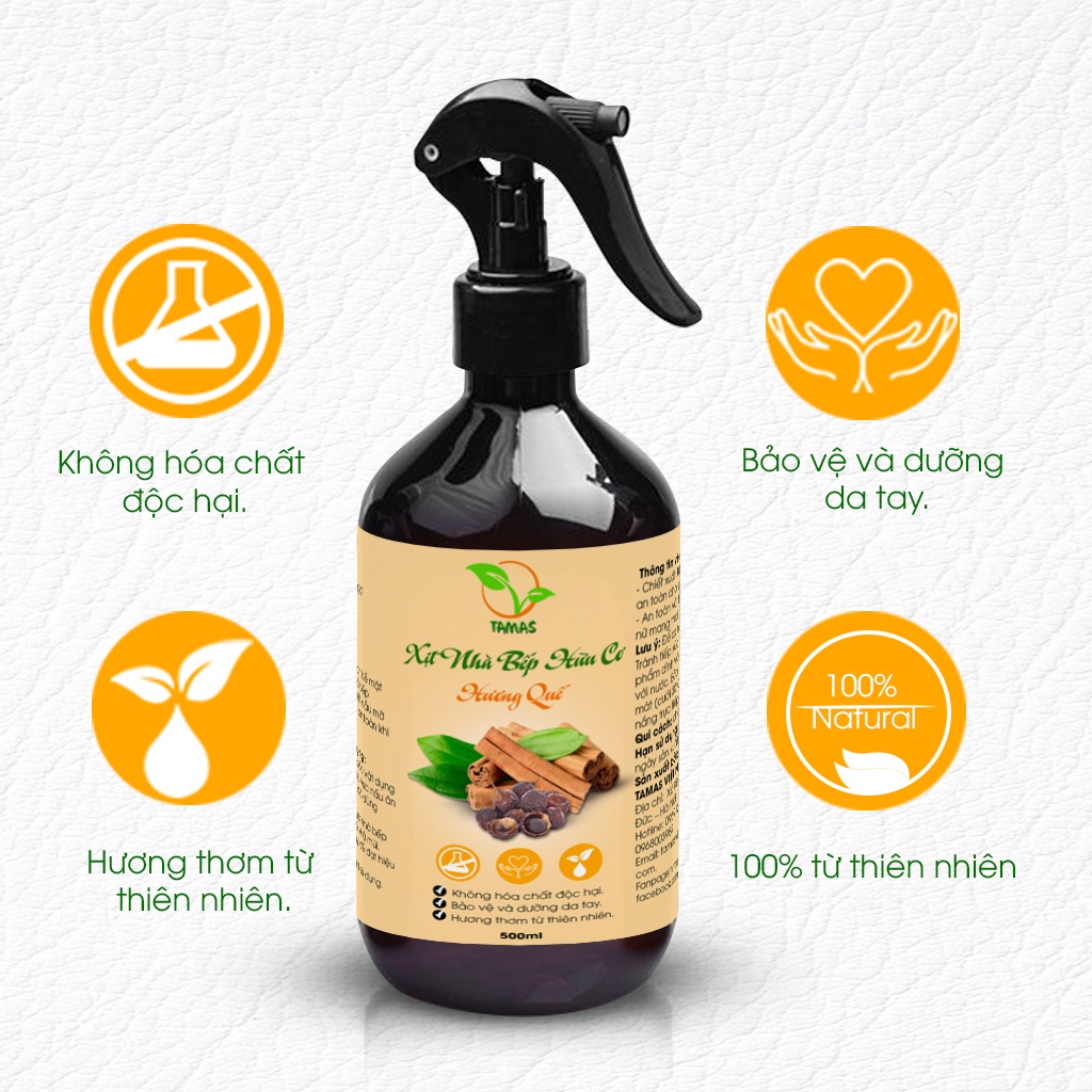 Ảnh Xịt bếp đa năng hữu cơ chiết xuất bồ hòn và tinh dầu thiên nhiên chai lớn 500m - Khùi mùi nhà bếp, đánh bay dầu mỡ 3