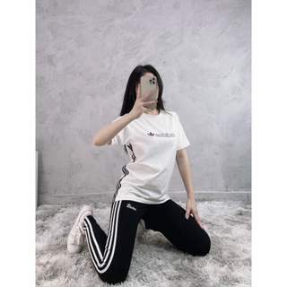 Quần Tập Gym Nữ [Legging] 3 Sọc Logo Chữ Ngang Cao Cấp [ĐỒ TẬP]