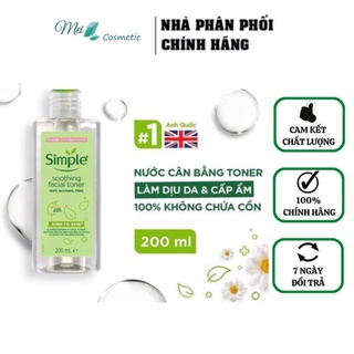 Nước tẩy trang Simple Micellar  làm sạch da, không chứa cồn, không gây khô rát 200ml