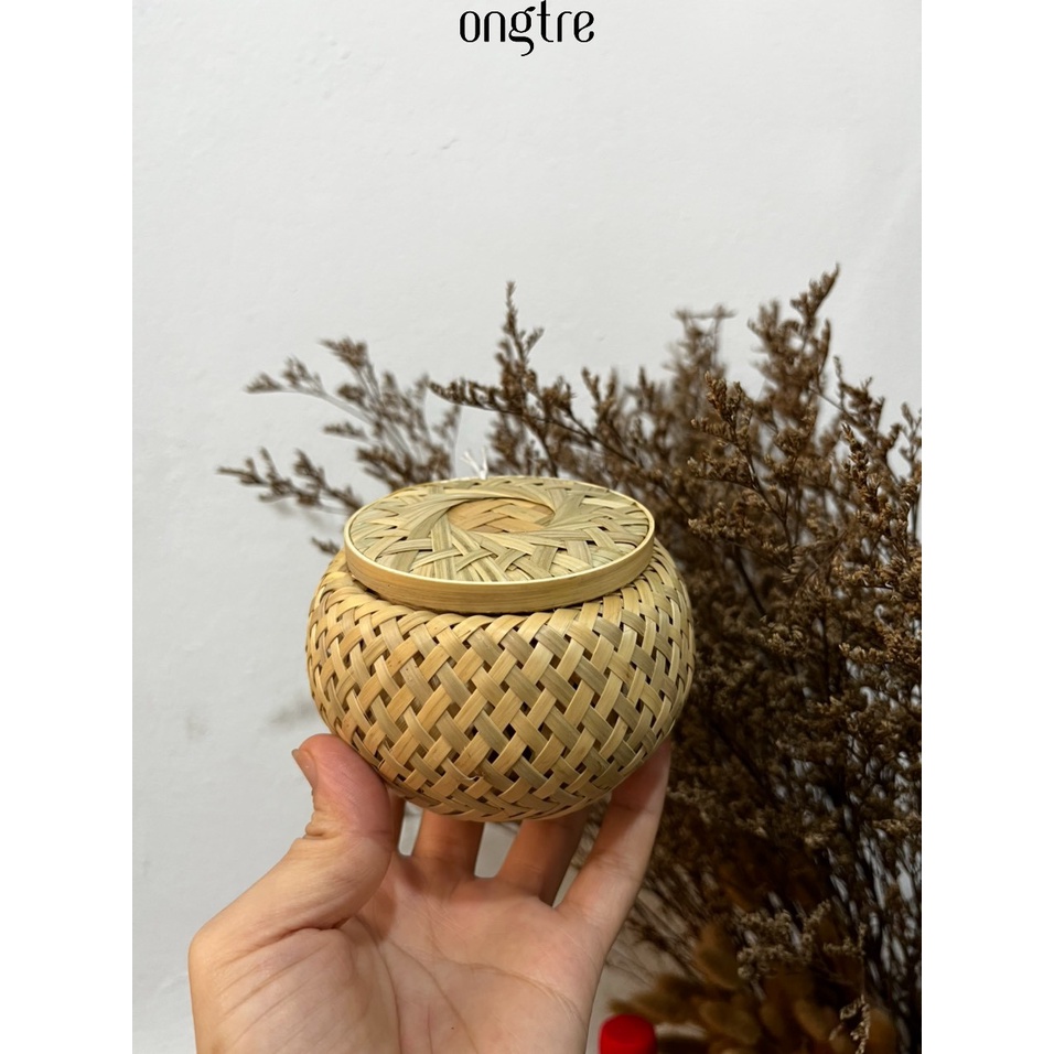 Hộp Tre Đan 2 Lớp ONGTRE Có Nắp, Hộp Đựng Đồ, Hộp Decor, Hộp Quà Tặng Tre Handmade