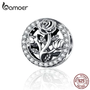 Mặt Vòng Tay Bamoer bạc Thiết Kế Họa Tiết Hoa Hồng Thời Trang Trang Trí Cho Nữ