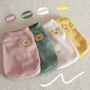 Waffle Gấu Thú Cưng Chó Quần Áo Cho Bé Trai Nữ Chó Con Shitsu Quần Áo Terno Mèo Vest Thoáng Khí Phần Mỏng