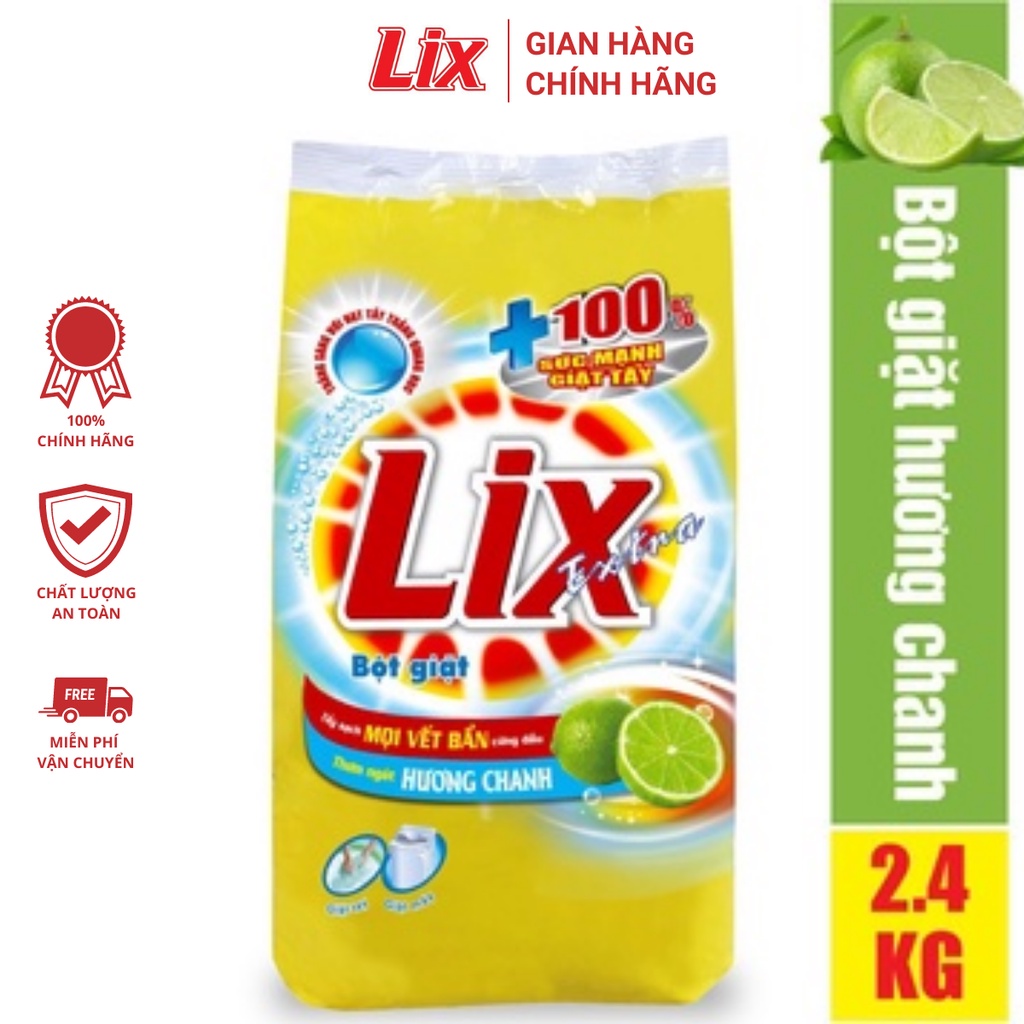 Bột giặt Lix Extra hương chanh 550gr EC055 thơm mát làm sạch mọi vết bẩn cứng đầu cho giặt tay và máy