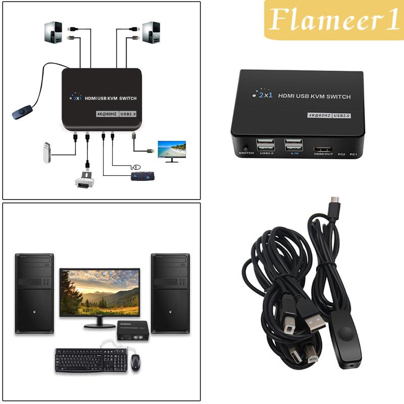 [Flameer1] Công tắc 4K KVM 2 cổng để chia sẻ 2 PC 1 Bộ bàn phím chuột Máy in | BigBuy360 - bigbuy360.vn