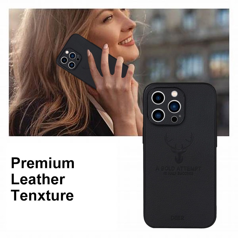 Dành Cho iPhone 16 15 14 Plus 13 Pro Max 16pro 13pro Chống Sốc Mềm Hươu Ốp Lưng Da Kinh Doanh Sang Trọng Ốp lưng Funda