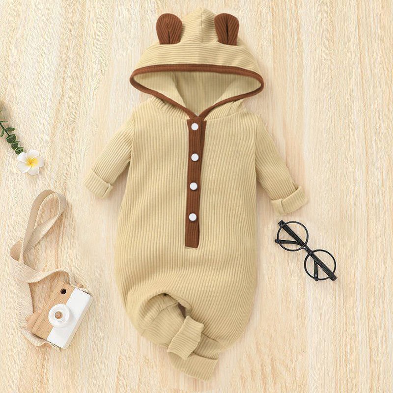 Áo Liền Quần Bé Gái, Bé Trai Sơ Sinh LOTUKA Chất Len Tăm, Bodysuit Có Mũ Cho Bé 3-12kg | BigBuy360 - bigbuy360.vn
