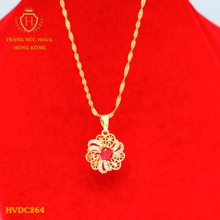 Dây Chuyền Nữ Titan, Vòng Cổ Mặt Đính Đá Xi Mạ Vàng Non 24k Cao Cấp - Trang Sức Hava Hong Kong