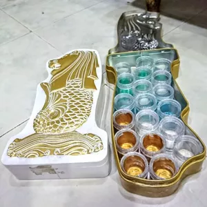 Lọ màu vẽ nhũ vàng, nhũ bạc, nhũ xanh ngọc, nhũ xanh dương