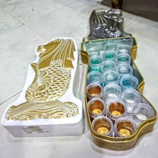 Lọ màu vẽ nhũ vàng, nhũ bạc, nhũ xanh ngọc, nhũ xanh dương