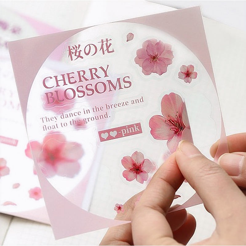 Sticker vintage trang trí sổ bullet journal scrapbook nhật kí album chống nước PVC HD60-K60 3 tấm dán hoa nghệ thuật.