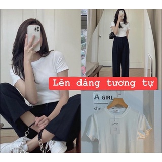 ÁO THUN NỮ H&M CỘC TAY DÁNG NGẮN