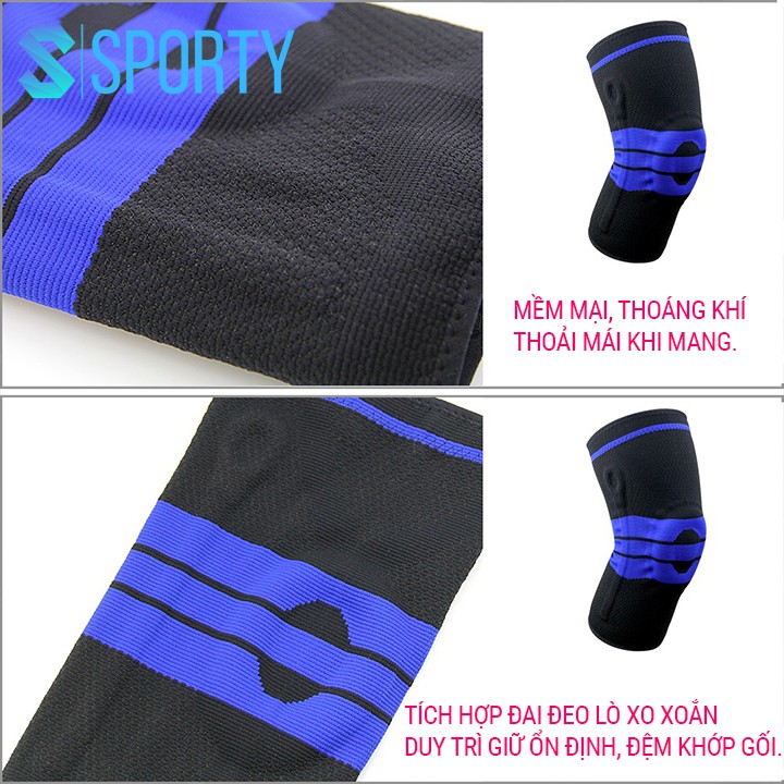 Băng quấn đầu gối SPORTY 1123X vải dệt tích hợp đai đeo lò xo