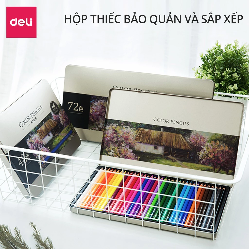 [TOP 1] Bút Chì Màu Gốc Dầu/Gốc Nước 72 Màu Cao Cấp Deli - Màu Đậm Tươi Sáng, Tô Vẽ Tranh Phác Thảo