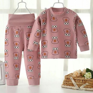 [siêu sale] Bộ đồ cotton áo dài cài khuy vai và quần cạp cao cho bé dưới 5 tuổi
