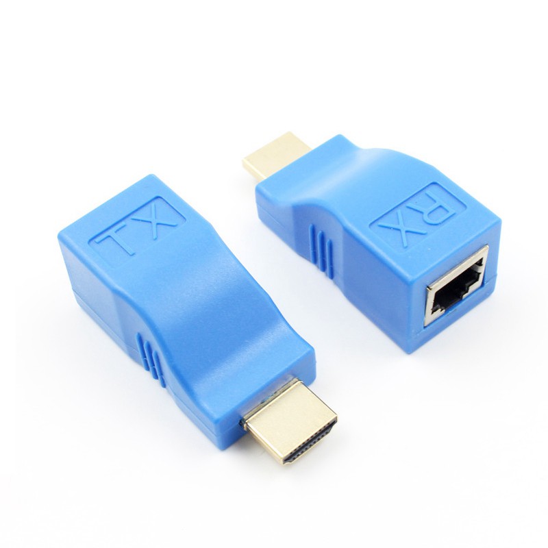 Bộ mở rộng Hdmi sang Rj45 Lan Bộ thu phát mở rộng mạng Tx Rx Cat5E Cat6 Cáp Ethernet V1.4 30M 4K Hd Tv 1080P