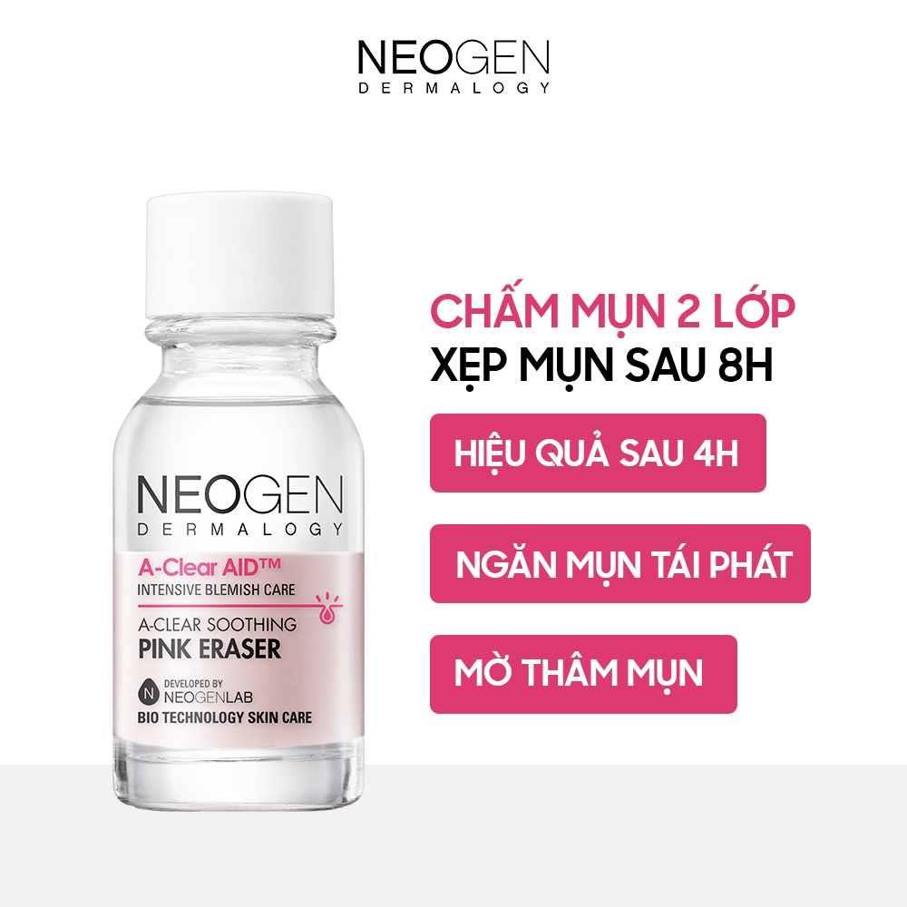 Ảnh Chấm Mụn Hai Lớp Xẹp Mụn Sau 4H Neogen A-clear Soothing Pink Eraser 15ml 2
