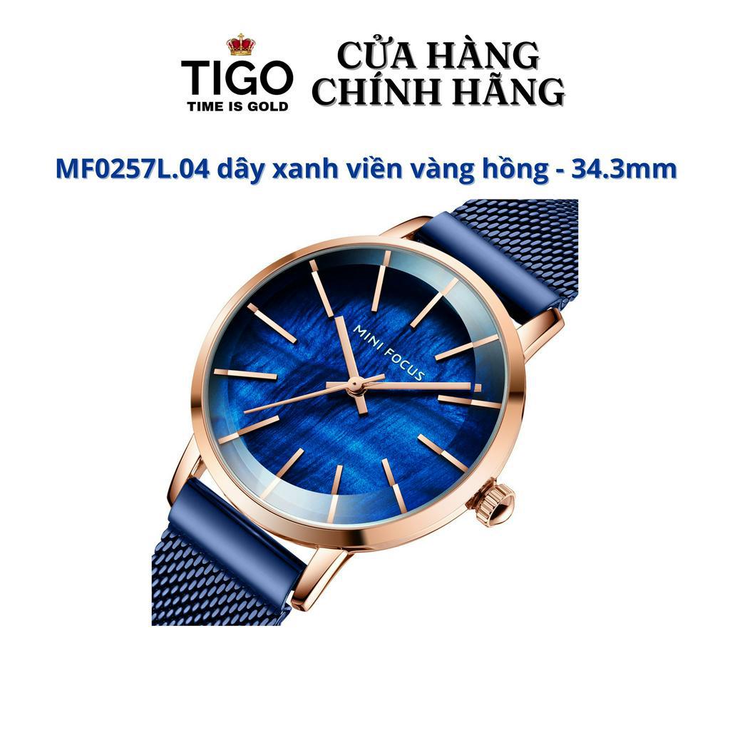 Đồng Hồ Nữ MINI FOCUS MF0257L.04 Dây Thép Xanh Viền Vàng Hồng Thép ...
