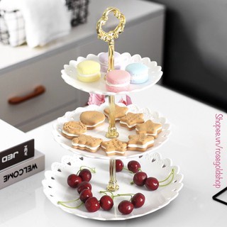 Khay Để Bánh Kẹo Hoa Quả 3 Tầng Sang Trọng