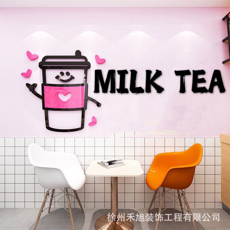 Tranh mica dán tường, milktea trang trí quán trà sữa, cafe, ăn vặt ...