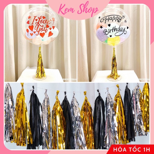 Set 5 dải dây tua rua buộc bóng bay trang trí sinh nhật, sự kiện - Kem Shop K81