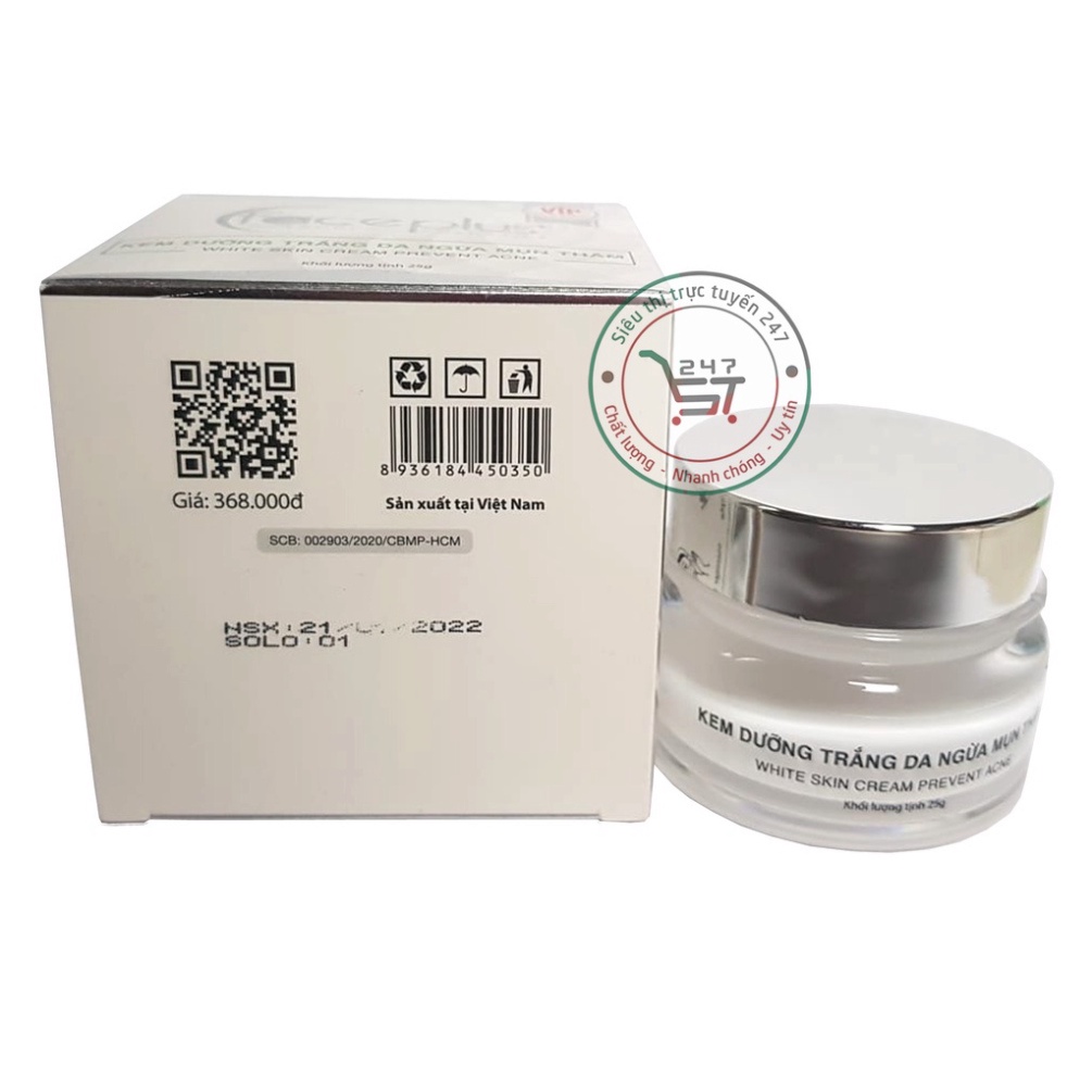 Kem dưỡng Trắng da mặt ngừa Mụn Thâm Se khít lỗ chân lông Face plus (trắng-xanh lá)