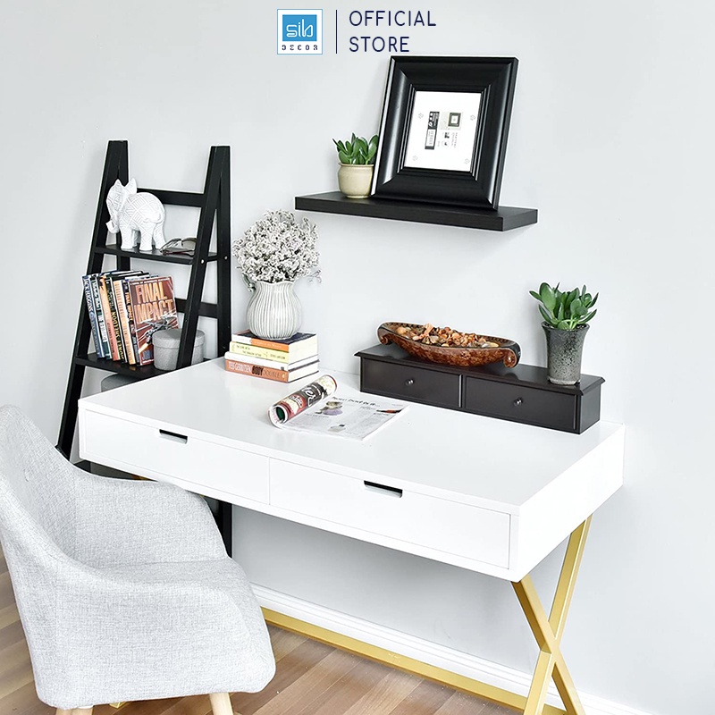 Ảnh Kệ Thanh Ngang Rộng 20cm, Gỗ Dày 25mm Treo Tường Màu Đen SIB Decor KT005 1