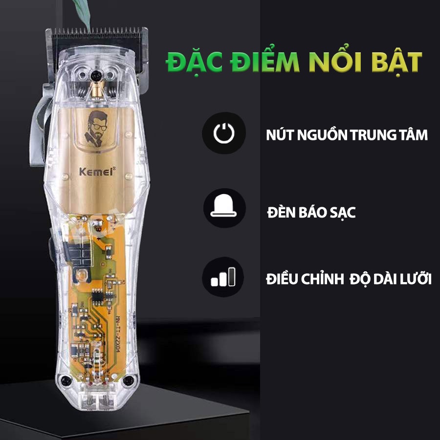 Mô tả Tông đơ cắt tóc chuyên nghiệp Kemei KM-NG203 sạc nhanh USB công suất mạnh có thể dùng cạo tóc/ fade tóc- Hàng chính hãng - 2