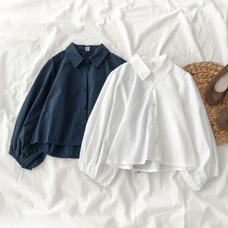 Áo Sơ Mi Tay Phồng Phong Cách Hàn Quốc baju baju wanita Lenan panjang