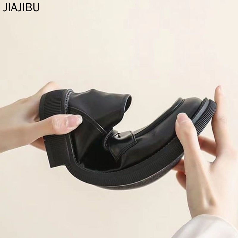 Mary Janes thời trang 35-43 All-match Korean Style Student JK Thick-soled Small Leather Shoes Fashion Japanese Lolita Uniform Shoes British Style Round Head Mary Jane Shoes 42 Large Size Women's Shoes College Style Student Leather Shoes