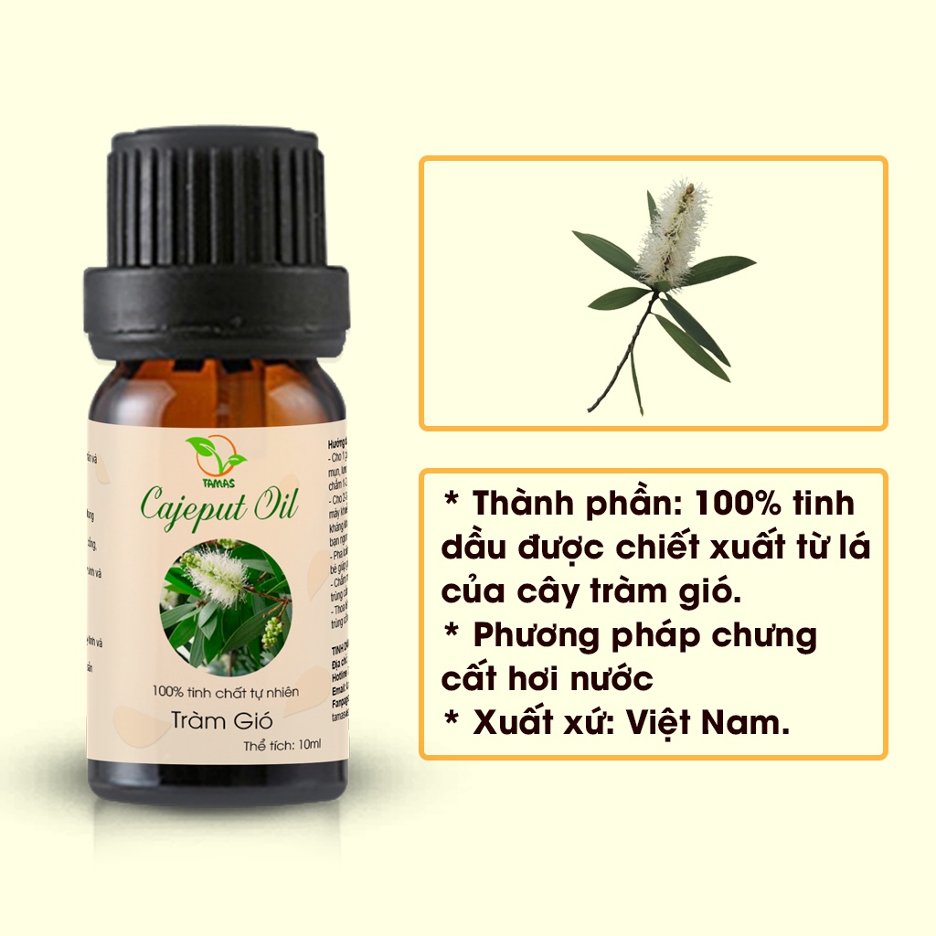 Ảnh Tinh dầu tràm gió nguyên chất TAMAS 10ml, khử khuẩn, làm ấm cơ thể, xua đuổi côn trùng 4