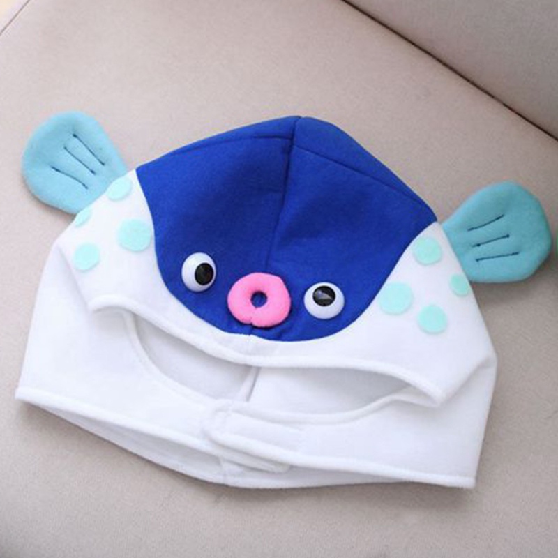 Halloween Funny Cartoon Puffer Fish Plush Hat Stuffed Toy Headgear Cosplay Props