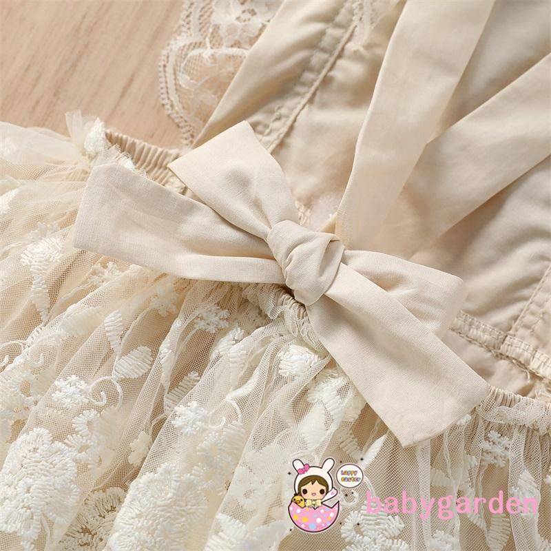 BABYGARDEN 0-24months Baby Girls Summer Romper, Plain Floral Lace Embroidery Skirt Layered Adjustable Straps One-Piece,