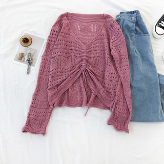 Áo sweater Dệt Kim Cổ Chữ v Tay Dài Thời Trang Cho Nữ