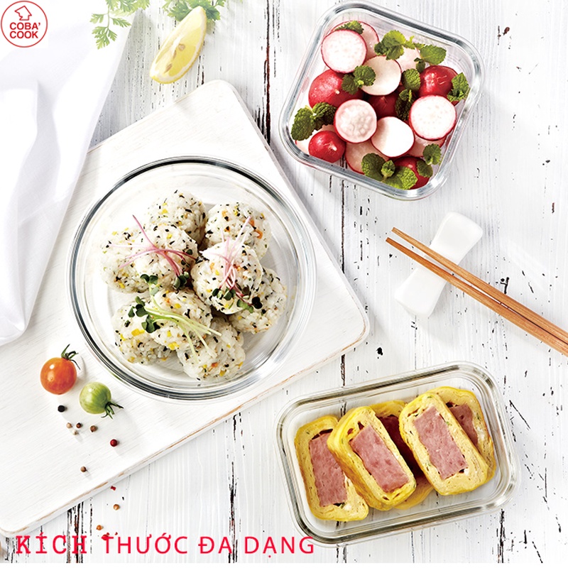 Mô tả Hộp thủy tinh bảo quản thực phẩm chịu nhiệt COBA'COOK hình chữ nhật dung tích 370ml- CBHL370 - 5