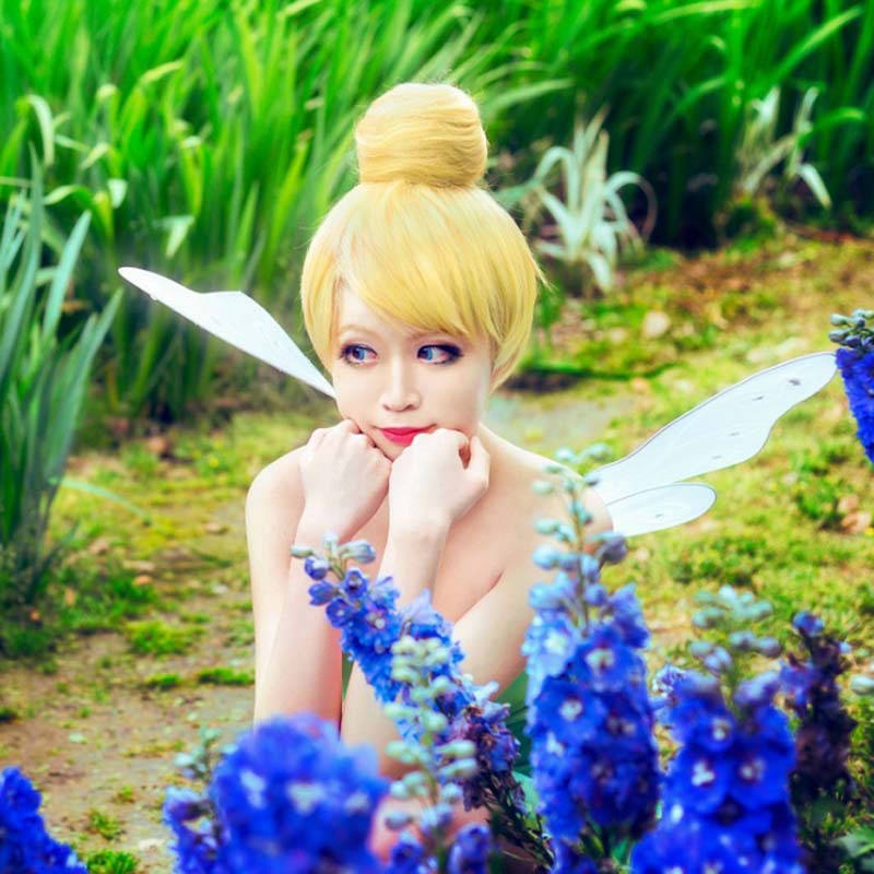 Tóc giả vàng tự nhiên cho cosplay Tinker Bell, phù hợp Halloween và hóa trang