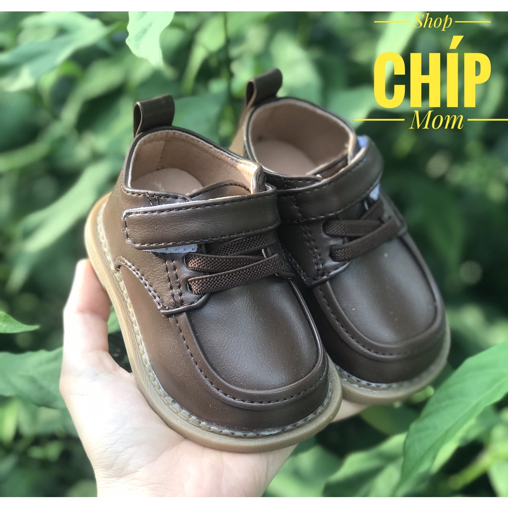 giày tây tập đi bé trai cho bé gái da PU siêu mềm đế chống trượt QCCC full hộp phong cách hàn quốc BO8815 ( có video )